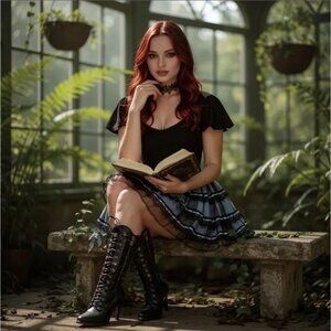 Diamond In The Dark Black Lace Up Flutter Sleeve Top Gothic Romantic Dark M